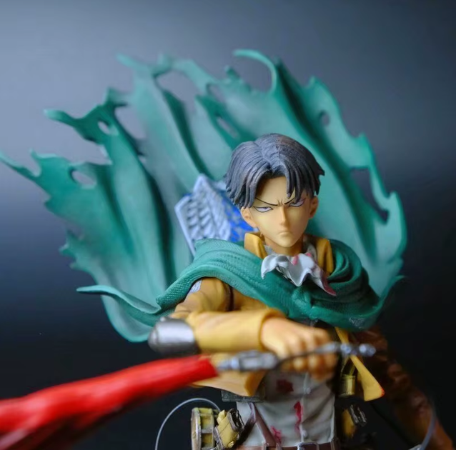 Коллекционная аниме фигурка Леви Акерман Атака Титанов (Levi Ackerman Attack on Titan) с эффектом битвы и плащом Разведкорпуса, 35 см - Фото 3 Коллекционная аниме фигурка Леви Акерман Атака Титанов (Levi Ackerman Attack on Titan) с эффектом битвы и плащом Разведкорпуса, 35 см - изображение 3
