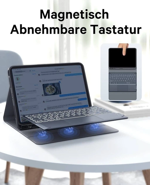 Чохол-клавіатура з тачпадом для планшета 10.2–10.5″, Bluetooth, QWERTZ розкладка, чорний - зображення 6