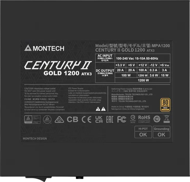 Блок живлення Montech Century II 1200W 80+ Gold - изображение 5