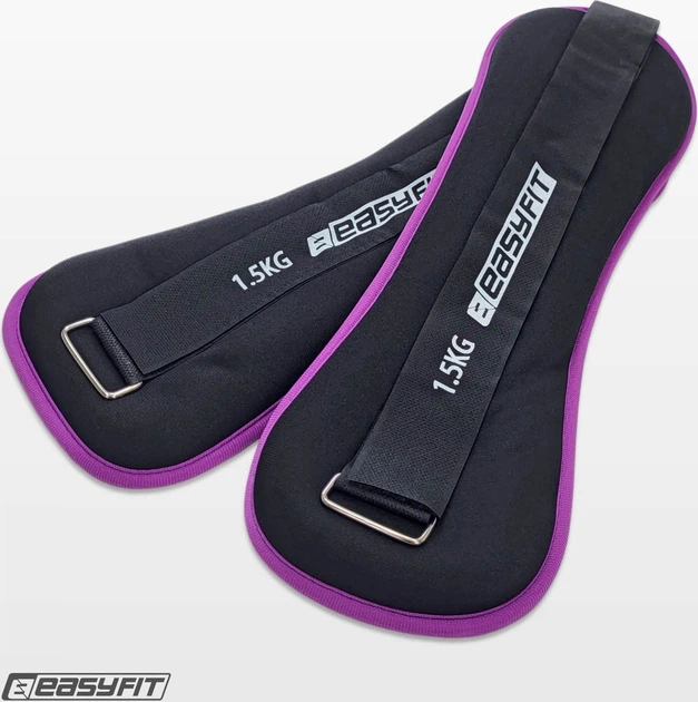 Обважнювачі EasyFit EF-1015-V 2 х 1.5 кг для ніг і рук Чорні з фіолетовим (56003365) - Фото 4 Обважнювачі EasyFit EF-1015-V 2 х 1.5 кг для ніг і рук Чорні з фіолетовим (56003365) - зображення 4