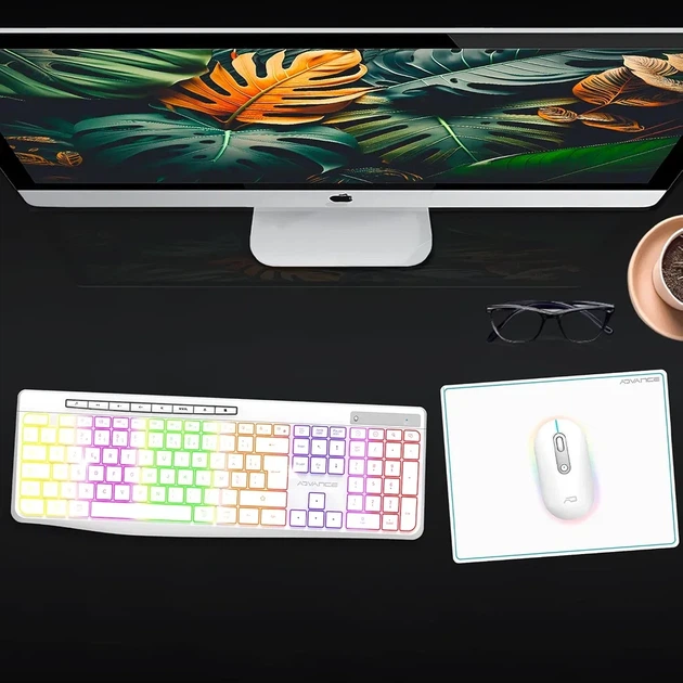 Бездротова клавіатура з мишкою 1600 DPI AD Advance RGB, акумуляторний комплект, безшумна клавіатура та миша, уцінка - зображення 7