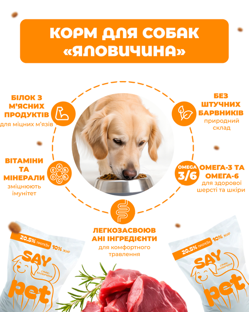 Сухой корм для взрослых собак SAY PET с говядиной, 10 кг - изображение 3