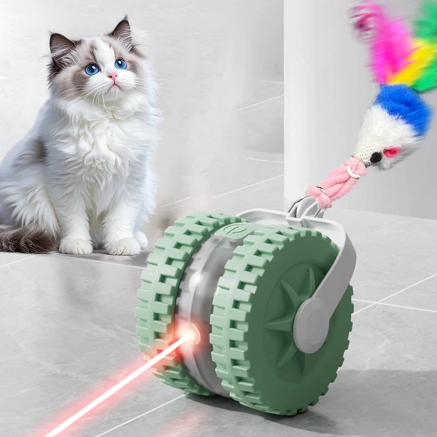 Интерактивная игрушка для котов с лазером и автокаткой Interactive Pet Ball, USB, с датчиками движения - изображение 2