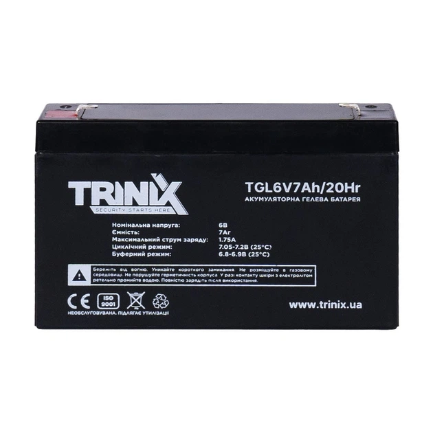 Аккумуляторная батарея гелевая 6В 7Ач Trinix TGL6V7Ah/20Hr GEL (44-00072) - изображение 2