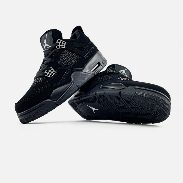 Кросівки жіночі і чоловічі Ni Air Jord 4 Retro Black Cat / Най аір Джор 4 чорні 36 - зображення 3