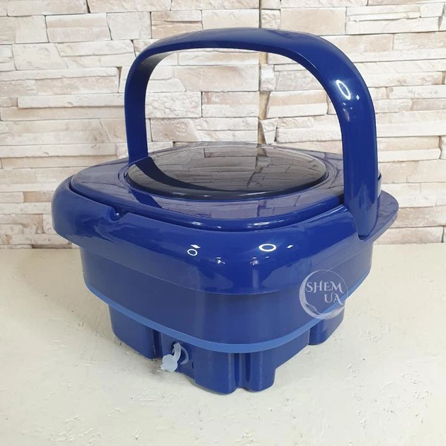 Стиральная машина мини складная 18 л Folding Washing Machine, портативная стиралка до 2 кг с отжимом для дома и путешествий, электрическая компактная стиральная машинка для носков, белья, мелких вещей Синяя, WM-2690-Blue - изображение 11
