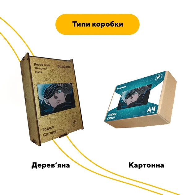 Дерев'яний фігурний пазл Годжо Сатору, А5, Дерев'яна коробка 35 елементів - изображение 4
