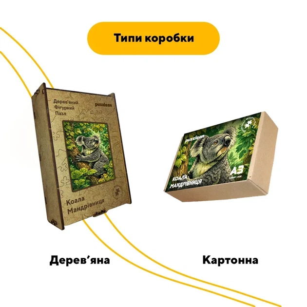 Дерев'яний фігурний пазл Коала мандрівниця, А1, Картонна коробка 500+ елементів - изображение 4