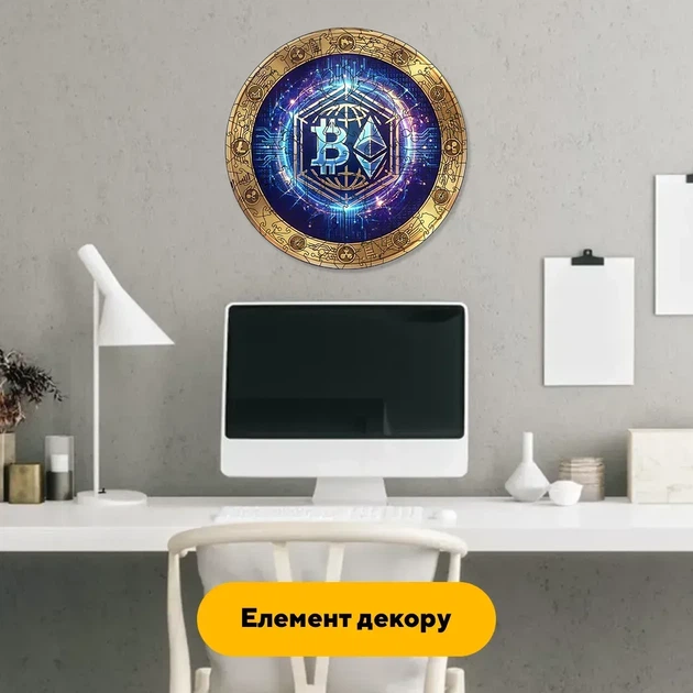 Дерев'яний фігурний пазл Криптовалюта, А4, Дерев'яна коробка 100 елементів - изображение 6