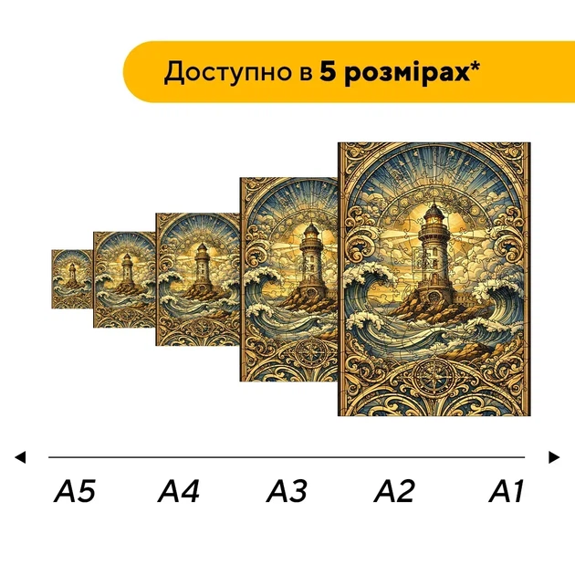 Дерев'яний фігурний пазл Світло хвиль, А3, Дерев'яна коробка 200 елементів - Фото 2 Дерев'яний фігурний пазл Світло хвиль, А3, Дерев'яна коробка 200 елементів - зображення 2