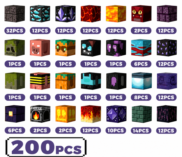 Магнитный конструктор Minecraft 200 шт по игре Майнкрафт Подземелье и лава Mk001019.1 - изображение 2