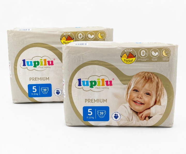 Підгузки памперси Lupilu Premium Розмір 5 (11-23 кг) 78 шт набір 2 упаковки по 39 шт - Фото 1 Підгузки памперси Lupilu Premium Розмір 5 (11-23 кг) 78 шт набір 2 упаковки по 39 шт - изображение 1