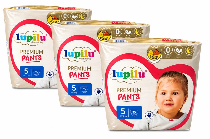 Підгузки-трусики Lupilu Premium Pants Розмір 5 (12-17 кг) 105 шт набір 3 упаковки по 35 шт - Фото 1 Підгузки-трусики Lupilu Premium Pants Розмір 5 (12-17 кг) 105 шт набір 3 упаковки по 35 шт - изображение 1