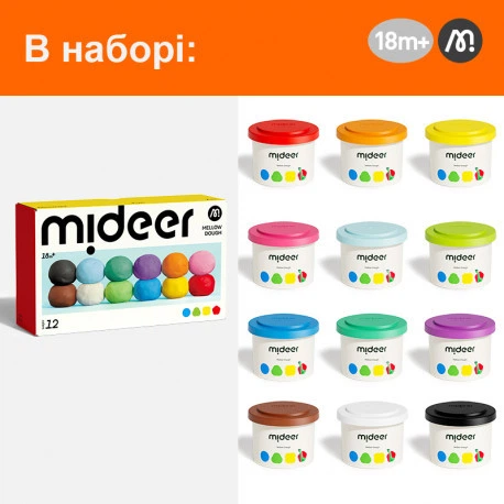 Маса для ліплення М'яке тісто (12 кольорів) Mideer Toys MD1501 - зображення 2