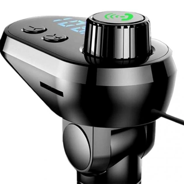 Трансмиттер FM модулятор CAR BT, с проводами: Type-C, MicroUSB, Lightning, черный - изображение 4