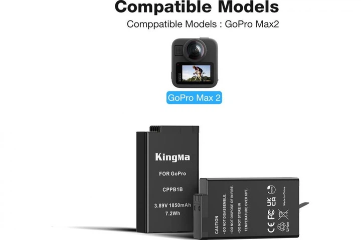 Аккумулятор Kingma GoPro CPBB1B (1850 mAh) для MAX2 360 (Premium Quality) - изображение 7