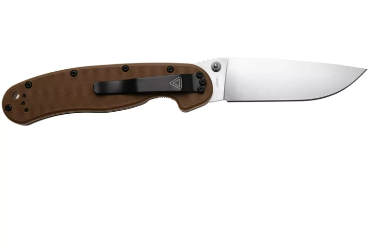 Ніж складаний Ontario Knife RAT I Linerlock, лезо Plain Satin D2, руківя Coyote Brown GFN, Тайвань, ON8867CB - Фото 3 Ніж складаний Ontario Knife RAT I Linerlock, лезо Plain Satin D2, руківя Coyote Brown GFN, Тайвань, ON8867CB - изображение 3