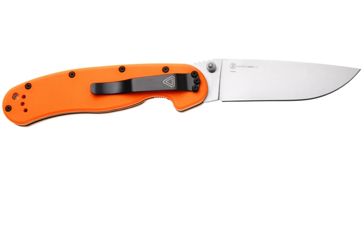 Ніж складаний Ontario Knife RAT I Linerlock, лезо Plain Satin D2, руківя Orange GFN, Тайвань, ON8867OR - Фото 3 Ніж складаний Ontario Knife RAT I Linerlock, лезо Plain Satin D2, руківя Orange GFN, Тайвань, ON8867OR - изображение 3