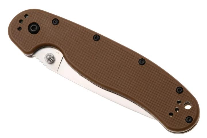 Ніж складаний Ontario Knife RAT I Linerlock, лезо Plain Satin D2, руківя Coyote Brown GFN, Тайвань, ON8867CB - Фото 5 Ніж складаний Ontario Knife RAT I Linerlock, лезо Plain Satin D2, руківя Coyote Brown GFN, Тайвань, ON8867CB - изображение 5