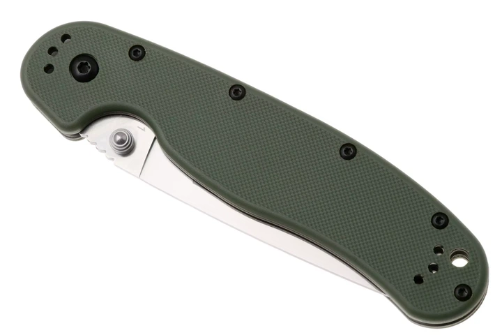 Ніж складаний Ontario Knife RAT I Linerlock, лезо Plain Satin D2, руківя OD Green GFN, Тайвань, ON8867OD - Фото 7 Ніж складаний Ontario Knife RAT I Linerlock, лезо Plain Satin D2, руківя OD Green GFN, Тайвань, ON8867OD - изображение 7