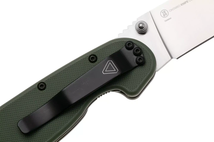 Ніж складаний Ontario Knife RAT I Linerlock, лезо Plain Satin AUS-8, руківя OD Green GFN, Тайвань, ON8848OD - Фото 6 Ніж складаний Ontario Knife RAT I Linerlock, лезо Plain Satin AUS-8, руківя OD Green GFN, Тайвань, ON8848OD - зображення 6