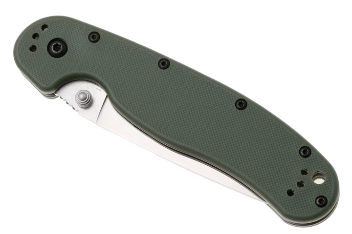 Ніж складаний Ontario Knife RAT I Linerlock, лезо Plain Satin AUS-8, руківя OD Green GFN, Тайвань, ON8848OD - Фото 7 Ніж складаний Ontario Knife RAT I Linerlock, лезо Plain Satin AUS-8, руківя OD Green GFN, Тайвань, ON8848OD - зображення 7