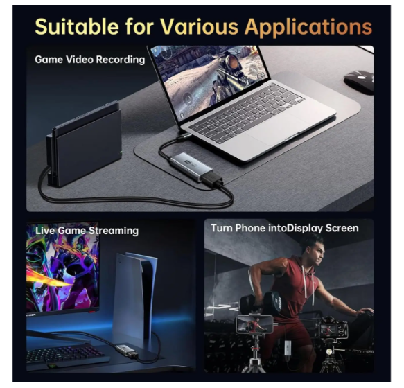 Карта видеозахвата Newhope USB 3.0 HDMI на USB-C 4K 30Hz, Full HD 1080P 60Hz, Capture Card для стриминга и записи игр - изображение 6