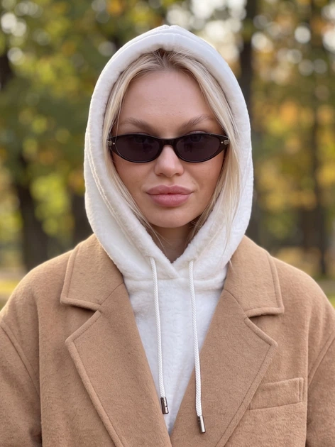 Жіночий капор Sheepskin з екохутра та коміром молочний - зображення 2