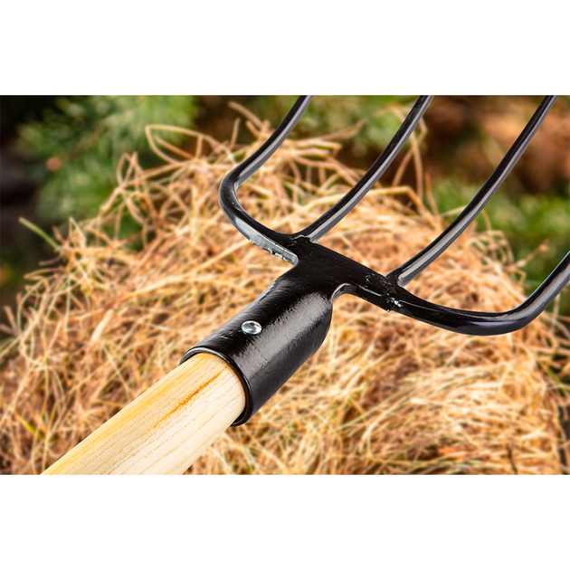 Вилы Verto 4 зуба 126.5 см сталь D-рукоятка Black/Green (15G040) - изображение 2