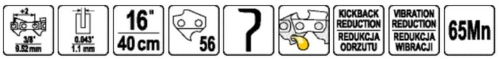 Ланцюг для пили YATO 16 дюймів 40 см 56 ланок 3/8 1.1 мм YT-849477 - Фото 2 Ланцюг для пили YATO 16 дюймів 40 см 56 ланок 3/8 1.1 мм YT-849477 - зображення 2
