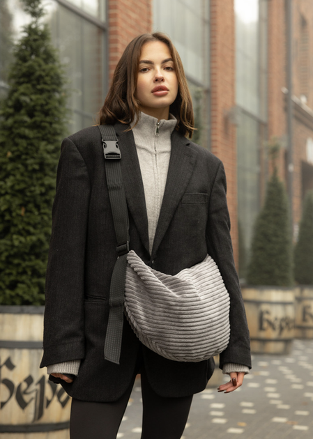 Жіноча сумка Sambag HOBO Bag-glove з внутрішніми кишенями та утепленими боковими кишенями з тканини Графітова - Фото 5 Жіноча сумка Sambag HOBO Bag-glove з внутрішніми кишенями та утепленими боковими кишенями з тканини Графітова - зображення 5