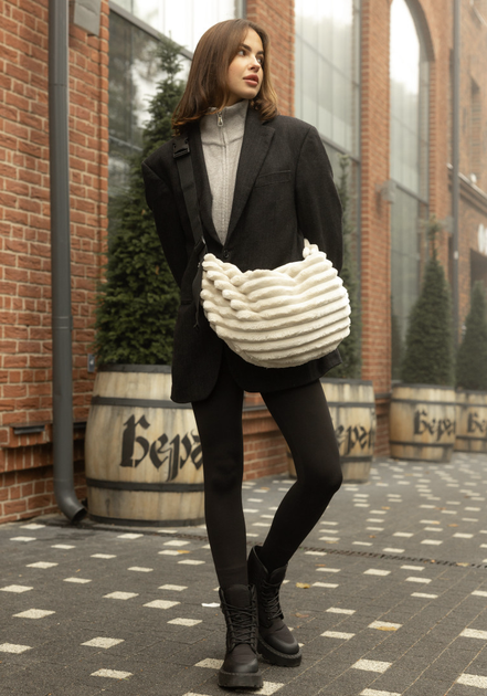Жіноча сумка Sambag HOBO Bag-glove з внутрішніми кишенями та утепленими боковими кишенями з тканини молочна - Фото 2 Жіноча сумка Sambag HOBO Bag-glove з внутрішніми кишенями та утепленими боковими кишенями з тканини молочна - зображення 2