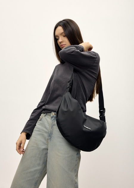 Жіноча сумка Sambag HOBO Bag-glove з внутрішніми кишенями та утепленими боковими кишенями з тканини Чорна - зображення 8