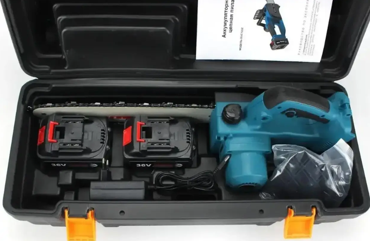 Акумуляторна ланцюгова пила Makita DUC122Z 36 В електропила безщіткова з шиною 30 см 6 А·год кроком 3/8 дюйма садова пилка з автозмащуванням безключовим натягуванням гальмом регулюванням обертів для дерев дров обрізання саду будівельних робіт 2 АКБ - зображення 8