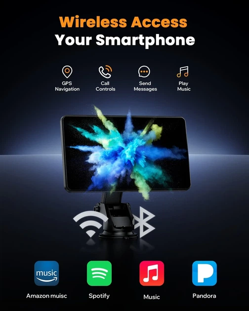 7-дюймова приладова панель автомобіля з Apple Carplay та Android Auto із задньою камерою 1080P - зображення 2