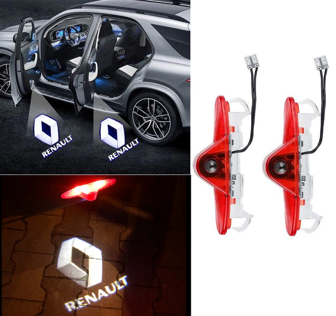 Підсвітка дверей Штатна Renault Megane Koleos Laguna Esppase Latitude Talisman 4 штуки скляна лінза проєкція - зображення 3