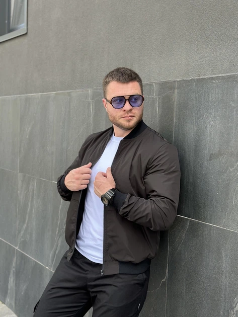 Бомбер чоловічий чорний водовідштовхувальний, демісезонний чоловічий бомбер M - зображення 8