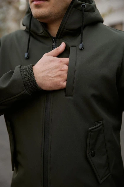 Куртка мужская SoftShell, цвета хаки, водонепроницаемая куртка из материала софтшелл для осени S - изображение 6