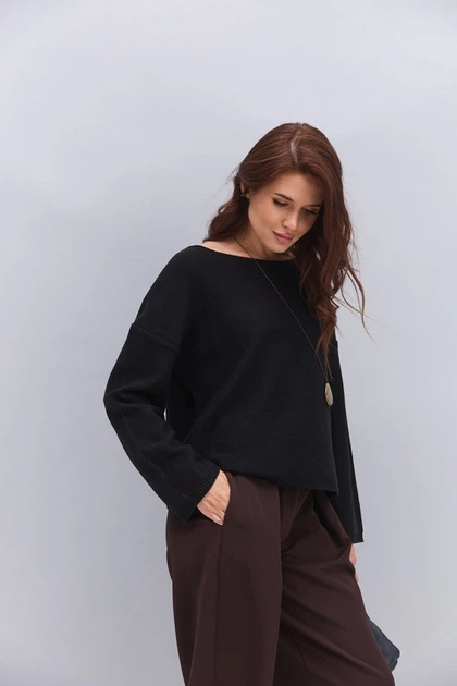 Женский вязаный джемпер oversize черный Arjen 102392, размер L/XL - изображение 4
