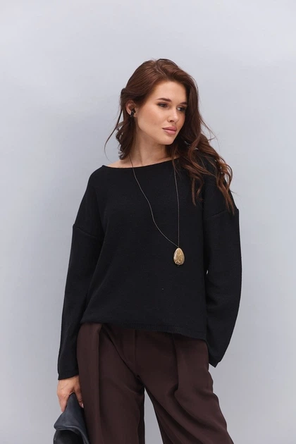 Женский вязаный джемпер oversize черный Arjen 102392, размер L/XL - изображение 7