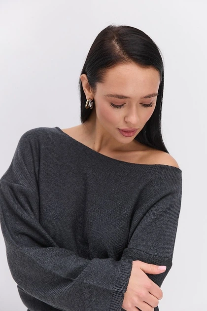 Жіночий в'язаний джемпер oversize графітовий Arjen 102392, розмір L/XL - зображення 5