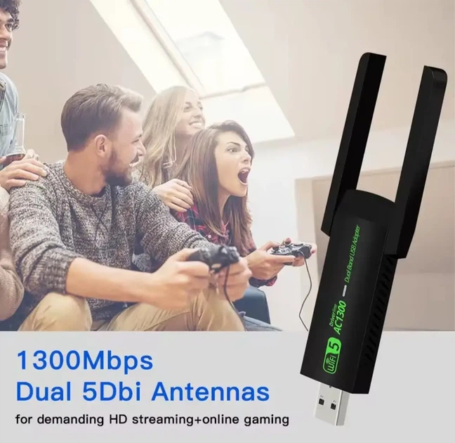 Двохдіапазонний wifi адаптер 1300 Мбіт/с Wifi-5 USB 3.0 2.4GHz+5GHz 802.1 - Фото 5 Двохдіапазонний wifi адаптер 1300 Мбіт/с Wifi-5 USB 3.0 2.4GHz+5GHz 802.1 - изображение 5