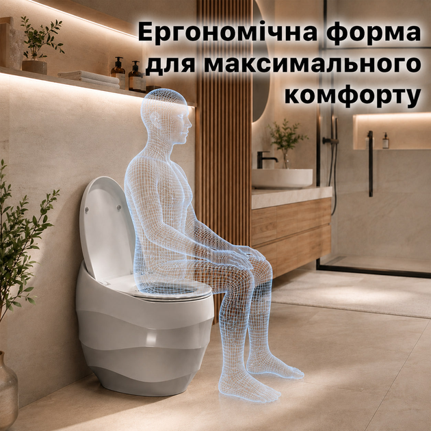 Унитаз премиальный серый керамический уникальные унитазы дизайнерские стильный luxury унитаз авторский Asans 8631 - изображение 7