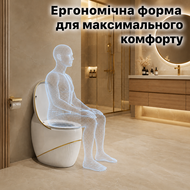 Унитаз премиальный белый с золотом керамический уникальные унитазы дизайнерские стильный luxury унитаз авторский Asans 8630 - изображение 5