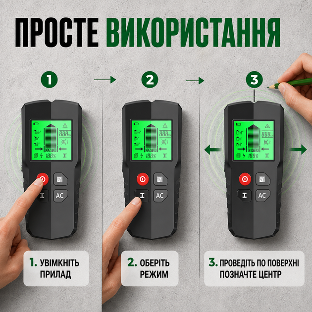 Детектор скрытой проводки металла и дерева в стене HW-QB5 сканер стен детектор проводки под напряжением металлоискатель искатель балок арматуры провода 5 в 1 с LCD дисплеем - изображение 3
