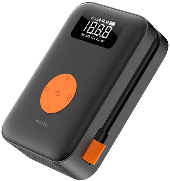 Портативный беспроводной шинный насос WiWU Wi-Ai003 черный автомобильный насос (6977703650792) - Фото 2 Портативный беспроводной шинный насос WiWU Wi-Ai003 черный автомобильный насос (6977703650792) - изображение 2