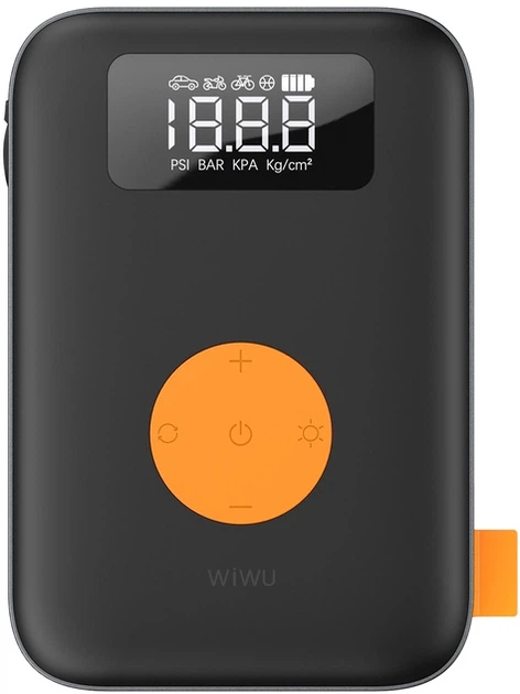 Портативный беспроводной шинный насос WiWU Wi-Ai003 черный автомобильный насос (6977703650792) - Фото 4 Портативный беспроводной шинный насос WiWU Wi-Ai003 черный автомобильный насос (6977703650792) - изображение 4