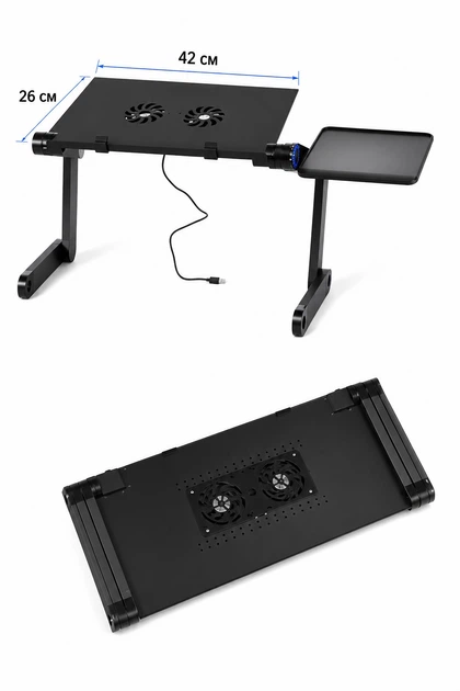 Стол для ноутбука раскладной трансформер многофункциональный Laptop Table T8 с вентиляторами - изображение 5