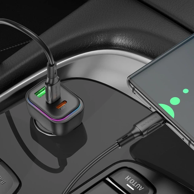 Автомобильное зарядное устройство Borofone BZ28C Trophie PD60W (2C1A) Car Charger Black - изображение 8