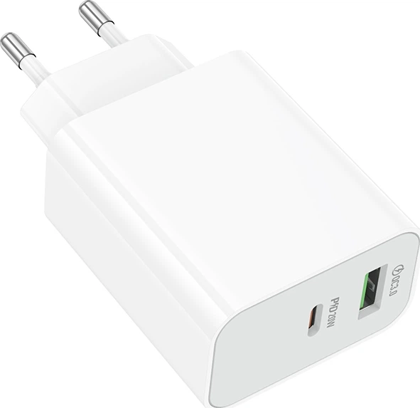 Сетевое зарядное устройство Borofone BA106A Stellar PD20W + QC3.0 Charger (EU) White - Фото 4 Сетевое зарядное устройство Borofone BA106A Stellar PD20W + QC3.0 Charger (EU) White - изображение 4